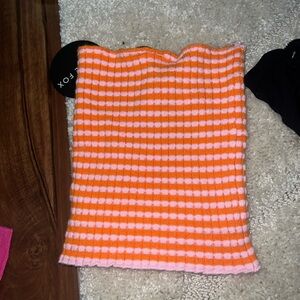 White fox pink and orange cut out tube top